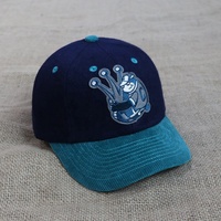 Nouveau design, visière courte, casquette rétro à 6 panneaux, patch brodé, velours côtelé bicolore, casquettes de baseball d'hiver, logo personnalisable