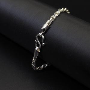 小さな男性と女性のツイストロープブレスレットシルバーハンマーハンドリスト925 - Product Image 2