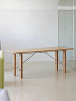 Escritorio de Oficina Bauhaus, Moderno y Minimalista, Mesa Larga para Reuniones, Eje Óptico, Tablero de Abedul Marino, Resistente a las Manchas, Banco de Trabajo, Estudio, Dormitorio