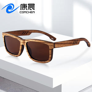 Lunettes de soleil en bois Conchen, monture carrée, UV400 polarisées, pour hommes, protection solaire, mode, voyage en plein air, W3074 - Product Image 4