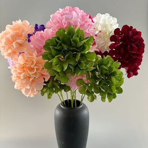 Flores de Hortensia Artificiales Transfronterizas, Mini Decoraciones de Boda de Seda de 3 Cabezas para Uso en Interiores y Exteriores - Product Image 1