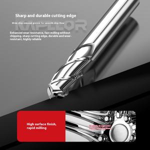 Fresa de extremo de aleación de acero de tungsteno de aluminio, vástago recto extendido de alto brillo de tres cuchillas de 55 grados ODM para control numérico CNC - Product Image 3