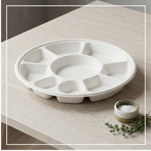 Barquettes à neuf compartiments compostables écologiques jetables en bagasse de canne à sucre pour la restauration et les événements - Product Image 5