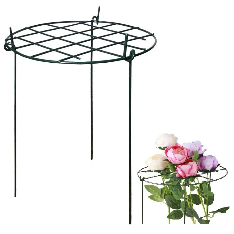 Fleur ronde en métal pour jardin en treillis, Support de plante, Cage de poteau pour plantes grimpantes, robuste, en pot de fer