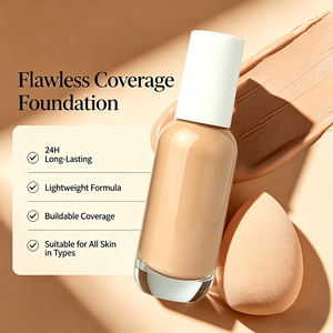 OEM Private Label Soft Matte Flawless Liquid <b>Foundation</b> High Pigment Full Coverage Makeup Base Custom Logo & Packaging Wholesale - Product Image 3