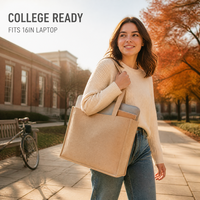 Sac fourre-tout en toile horizontal personnalisé avec logo, style boutique, poignée courte et anneau en D, modèle 2026, pour collège