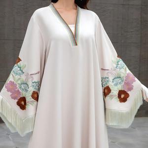 Vestido Abaya largo de poliéster con bordado de lujo para mujeres musulmanas, elegante, personalizado, para fiestas nocturnas, proveedor mayorista - Product Image 2