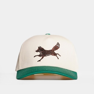 Casquettes Snapback personnalisées à 5 panneaux en coton à deux tons avec logo brodé plat vert - Product Image 1