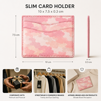 Portefeuille porte-cartes en cuir camouflage rose pour femme, idéal pour le quotidien, avec design fin multi-fentes et protection RFID, finition peinte sur les bords