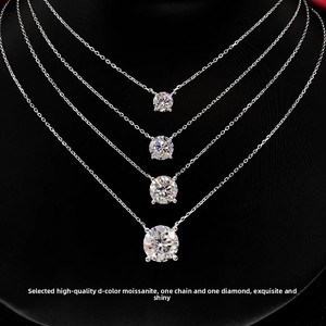 Collar <span class=keywords><strong>de</strong></span> Plata S925 con Moissanita <span class=keywords><strong>de</strong></span> 1 Quilate, Colgante <span class=keywords><strong>de</strong></span> Cuatro Garras <span class=keywords><strong>de</strong></span> Lujo Discreto, Cadena para Clavícula, Joyería para Fiesta <span class=keywords><strong>de</strong></span> Boda para Mujer - Product Image 1