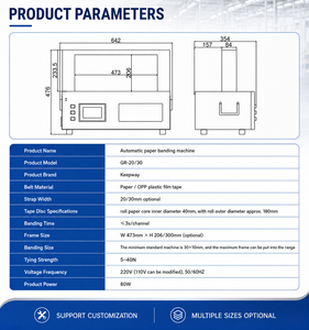 Macchina Automatica da Tavolo per Reggiatura di Libri, Carte e Buste, Macchina per Imballaggio con Nastro di Carta/OPP - Product Image 3