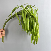 Graines artificielles vertes de haute qualité en forme de pois, pour décoration de salle d'exposition, art paysager, et en forme de longues branches, vente en gros