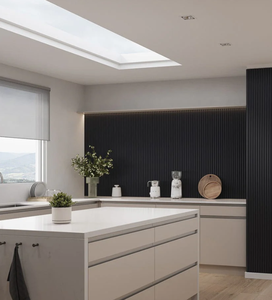 Panneaux acoustiques muraux en bois <span class=keywords><strong>de</strong></span> chêne naturel MDF noir à lattes pour <span class=keywords><strong>studio</strong></span> |   Panneaux muraux imperméables et insonorisés 240 cm x 60 cm pour la pièce | - Product Image 4