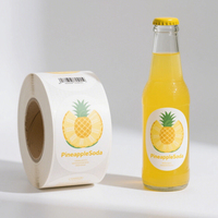 Özel Su Geçirmez Ananaslı Soda Şişesi Etiketleri Rulo Çıkartmalar Özel Etiket Baskısı İçecek Cam Şişe Ambalajı için