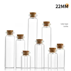 Botol Bening Transparan Kaca Kosong 22Mm 30Ml dengan Sumbat Sumbat Botol Kaca Stoples Penyimpanan Botol Tabung Uji