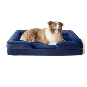 Cama de perro de espuma viscoelástica ortopédica de felpa gris personalizada al por mayor, cama de mascota rectangular no masticable con almohada de <span class=keywords><strong>4</strong></span> lados - Product Image 5