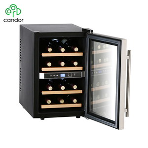 Fábrica de semiconductor de refrigeración <span class=keywords><strong>12</strong></span> <span class=keywords><strong>botellas</strong></span> de estantes de madera pequeña zona dual refrigerador de vino - Product Image 1