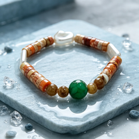 Bracelets de guérison faits à la main de 17 cm, unisexes, colorés, en pierre d'empereur teinte, bracelets à perles tendance, pierres naturelles, bracelets raffinés, cadeau