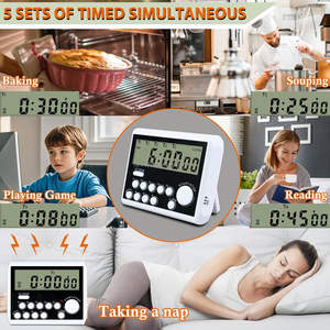 Minuteur de cuisine multi-tâches à <span class=keywords><strong>5</strong></span> groupes, minuteur numérique à cinq événements, <span class=keywords><strong>compte</strong></span> à <span class=keywords><strong>rebours</strong></span>, minuteur de poche, fixation magnétique - Product Image 5