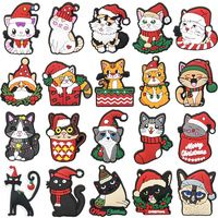 Aksesoris Sepatu Clog Seri Kucing Lucu Natal Runtong SC-211, Gantungan & Hiasan DIY, Model Plastik PVC, Buatan China