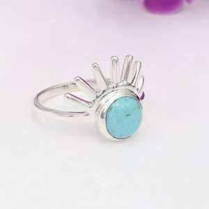 Diseños de anillo de Ley de Medio sol turquesa de Arizona de estilo elegante con pulido de larga duración para uso diario, joyería de función de fiesta - Product Image 5