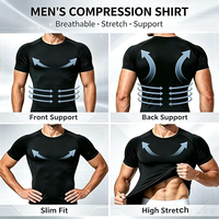 Ropa Deportiva para Hombre, Camiseta Deportiva de Compresión Ajustada de Manga Corta, Transpirable, de Secado Rápido, para Entrenamiento Deportivo y Fitness