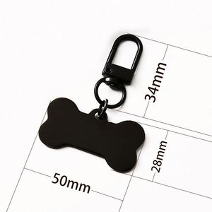 Pendentifs personnalisables en acier inoxydable pour clés, gravés au laser, imprimés UV, en forme d'os pour identification d'animaux de compagnie - Product Image 2