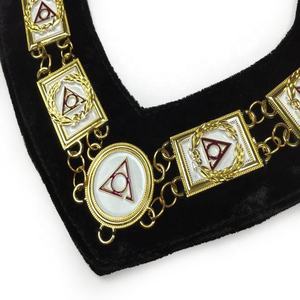 Wholesale Custom Masonic LOCOP Chain Collar Sequins Gold Metal Sew-On <b>Badge</b> <b>Magnetic</b> Feature Plating Technique Mason Collar - Product Image 3