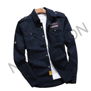 Camisa de Popelina Personalizada para Hombre, Estilo Informal, Tallas Grandes, Color Verde Caqui Azul, Transpirable, Antiarrugas, para Primavera - Product Image 2