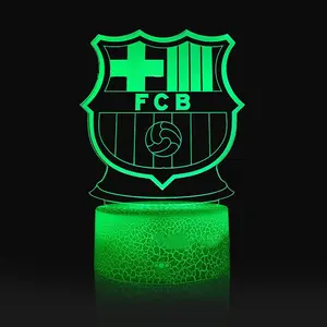 Hot Selling Popular Football Club 7 Color Crack Magic Acrylic Night Light Friends Family Gifts Decorative 3D Lamps