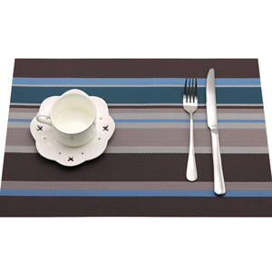Classic Eco-friendly PVC <b>Faux</b> <b>Leather</b> <b>Placemat</b> Anti-Oil Drain Kitchen Table Pad Striped Weave Pattern Decorative Mats Pads - Product Image 1