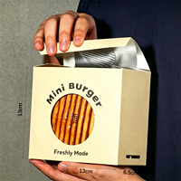 Boîtes à hamburgers jetables écologiques en carton, fabriquées en usine, multi-tailles, anti-graisse, personnalisables pour restaurants et snack-bars