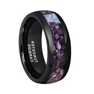 Anillos de tungsteno negro de 8 mm con incrustaciones de nebulosa, galaxia, zafiro y amatista, ajuste cómodo, anillos de boda, compromiso y aniversario para parejas - Product Image 3
