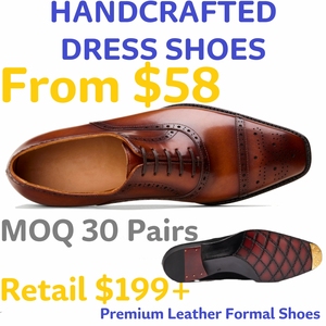 Zapatos Oxford de Hombre de Cuero Genuino de Lujo, Semi Brogue, con Puntera Metálica, Zapatos Formales de Vestir para Bodas y Oficina, OEM ODM - Product Image 1