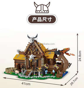 บล็อกตัวต่อแบบโมดูลาร์ บ้านชาวไวกิ้ง MOC 033051 วิวชนบท ชุดตัวต่อแบบชนเผ่า ของเล่นบล็อก<span class=keywords><strong>หมู่บ้าน</strong></span> ของขวัญสำหรับเด็กชายและเด็กหญิง - Product Image 5