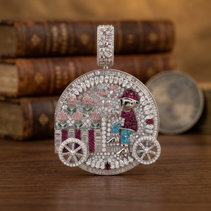 Colgante de Lujo de Oro de 18K con Moissanita, Diseño de Dibujos Animados, Engaste de Bisel, Joyería Unisex para Regalo, Corte Brillante Redondo - Product Image 5