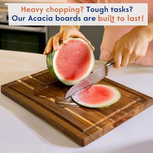 เขียงไม้อะคาเซียทรงสี่เหลี่ยมหนาขนาดใหญ่เขียงเขียงชาร์คิวรีเขียงเขียงเขียงสำหรับสับที่เป็นมิตรกับพื้นผิว - Product Image 3