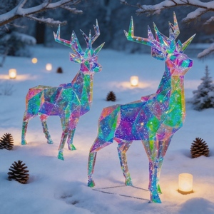 Sculpture de renne lumineuse de Noël, lampes LED RGB, commande par application, étanche IP68, alimentation <span class=keywords><strong>AC</strong></span>, Noël en extérieur - Product Image 3