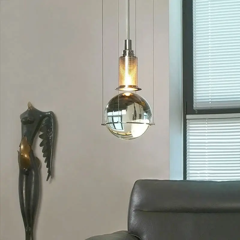 Hanging Villa Hotel Kitchen Led Lamp Ball Chandelier Living Room Modern Luxury Glass Pendant Light For Kitchen Island