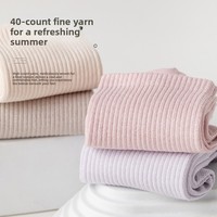 Chaussettes décontractées mi-mollet en coton peigné sans couture, imprimées, en pur coton, fines, respirantes, couleur unie, pour femme, antibactériennes, printemps-été