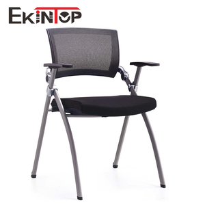 Chaise de réunion et de formation moderne pliable en maille avec tablette d'écriture et porte-gobelet - Product Image 6