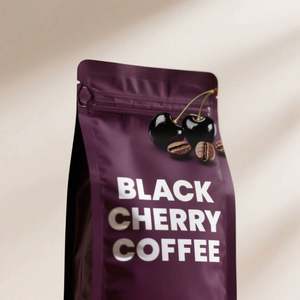 Sachet personnalisé à fond plat avec fermeture éclair et valve, scellé sur 8 côtés, pour café, 1 kg, blanc - Product Image 1