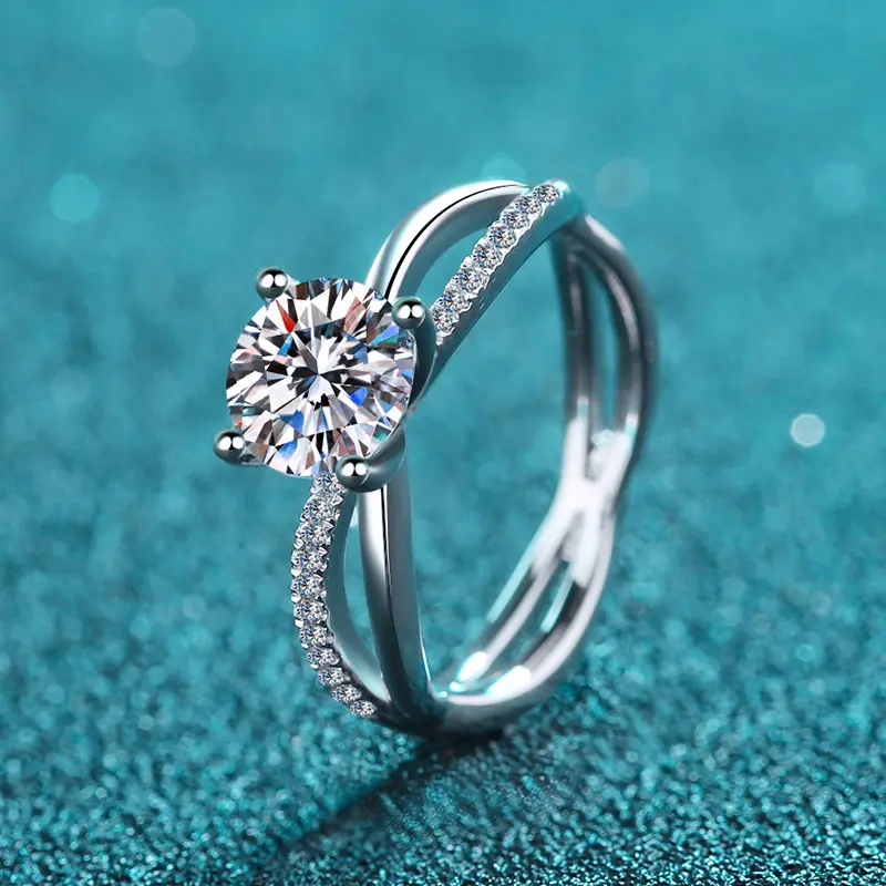 Bán hàng nóng 925 Sterling Silver nhẫn đồ trang sức cắt 1CT moissanite của phụ nữ Flower engagement Ring