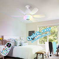 Ventilateur de Plafond LED Moderne avec Lumière, Tête Mobile, Intensité Variable Intelligente, Ampoule Rotative à 360° E27 et Télécommande pour Décoration Intérieure