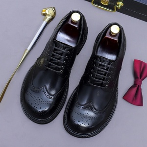 Zapatos de Vestir Formales Retro para Hombre, de Piel Auténtica, con Cordones, Estilo Brogue Derby, Casuales de Negocios, para Boda, de Alta Gama, Resistentes - Product Image 3