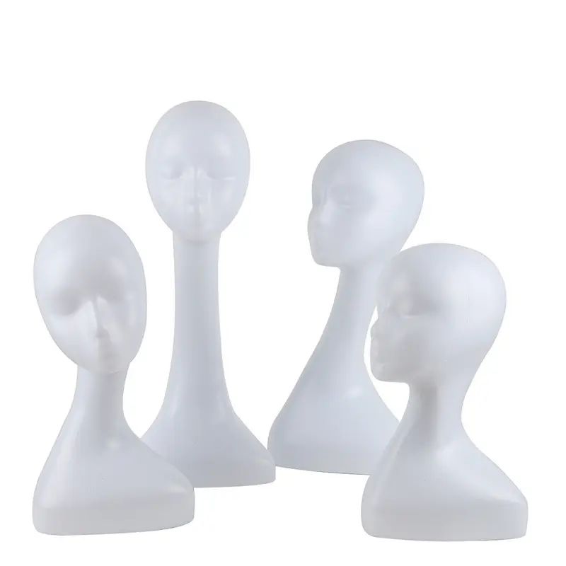 New Arrivals Hot Sale Wig Model White Egg Face Mannequin Female Dummy Stand Wig Head for Display Women Plastic Torso with Wig