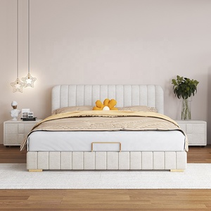 Meubles de chambre à coucher à la mode beauté luxe 180x200 king size <span class=keywords><strong>tissu</strong></span> en bois lits en similicuir rembourrés avec rangement - Product Image 2