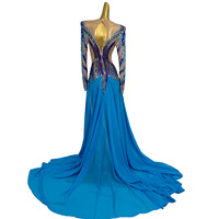 Robe longue sirène sexy avec strass papillon pour anniversaire, mariage, soirée de gala, célébration, costume de scène pour chanteuse