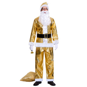 <span class=keywords><strong>Costume</strong></span> de Cosplay du Père Noël Doré <span class=keywords><strong>Costume</strong></span> de Noël pour <span class=keywords><strong>Homme</strong></span> Adulte Haut en Peluche Pantalon Chapeau Barbe Ensemble Complet <span class=keywords><strong>Costume</strong></span> de Fête Performance pour Adulte - Product Image 4
