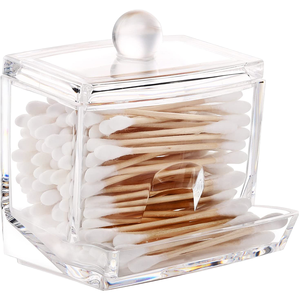 Contenedor organizador de brotes de algodón acrílico de diseño moderno al por mayor dispensador de hisopo de baño Q-tip con tapa para almacenamiento de alimentos - Product Image 4